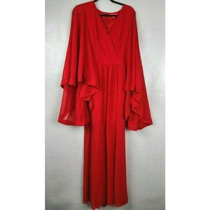 Xtaren Maxi Dress Red Tie Back Chiffon BOHO Size M
